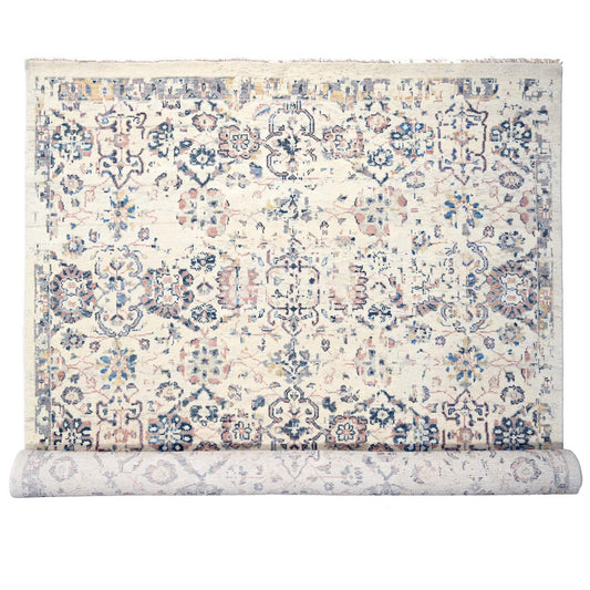 Oushak And Peshawar Wool Hand Knotted Rug Ivory No Border 11.10X17.8 -O084364