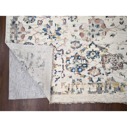 Oushak And Peshawar Wool Hand Knotted Rug Ivory No Border 11.10X17.8 -O084364