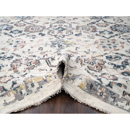 Oushak And Peshawar Wool Hand Knotted Rug Ivory No Border 11.10X17.8 -O084364