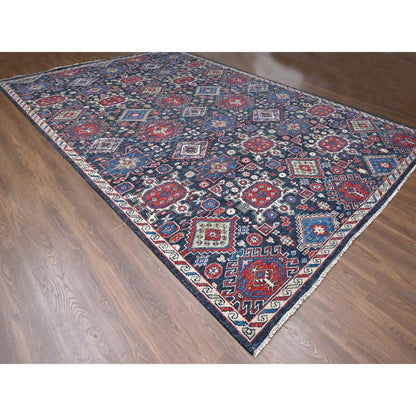 Heriz Wool Hand Knotted Rug Black Ivory 12.0X18.0 -O084377