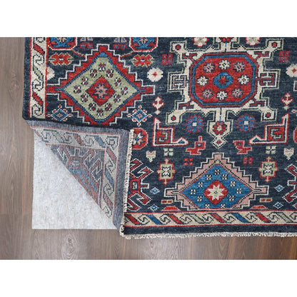 Heriz Wool Hand Knotted Rug Black Ivory 12.0X18.0 -O084377
