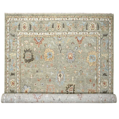 Oushak And Peshawar Wool Hand Knotted Rug Green Taupe Green 12.0X17.9 -O084382