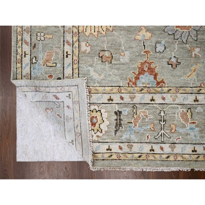 Oushak And Peshawar Wool Hand Knotted Rug Green Taupe Green 12.0X17.9 -O084382