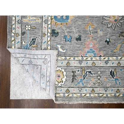 Oushak And Peshawar Wool Hand Knotted Rug Grey Light Gray 12.0X17.10 -O084383