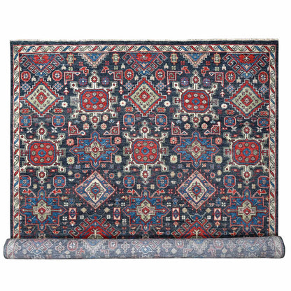 Heriz Wool Hand Knotted Rug Black Ivory 12.0X14.10 -O084387