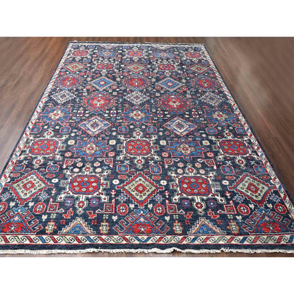 Heriz Wool Hand Knotted Rug Black Ivory 12.0X14.10 -O084387