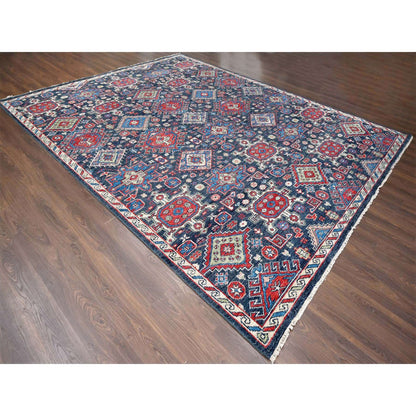 Heriz Wool Hand Knotted Rug Black Ivory 12.0X14.10 -O084387