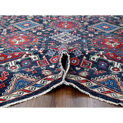 Heriz Wool Hand Knotted Rug Black Ivory 12.0X14.10 -O084387