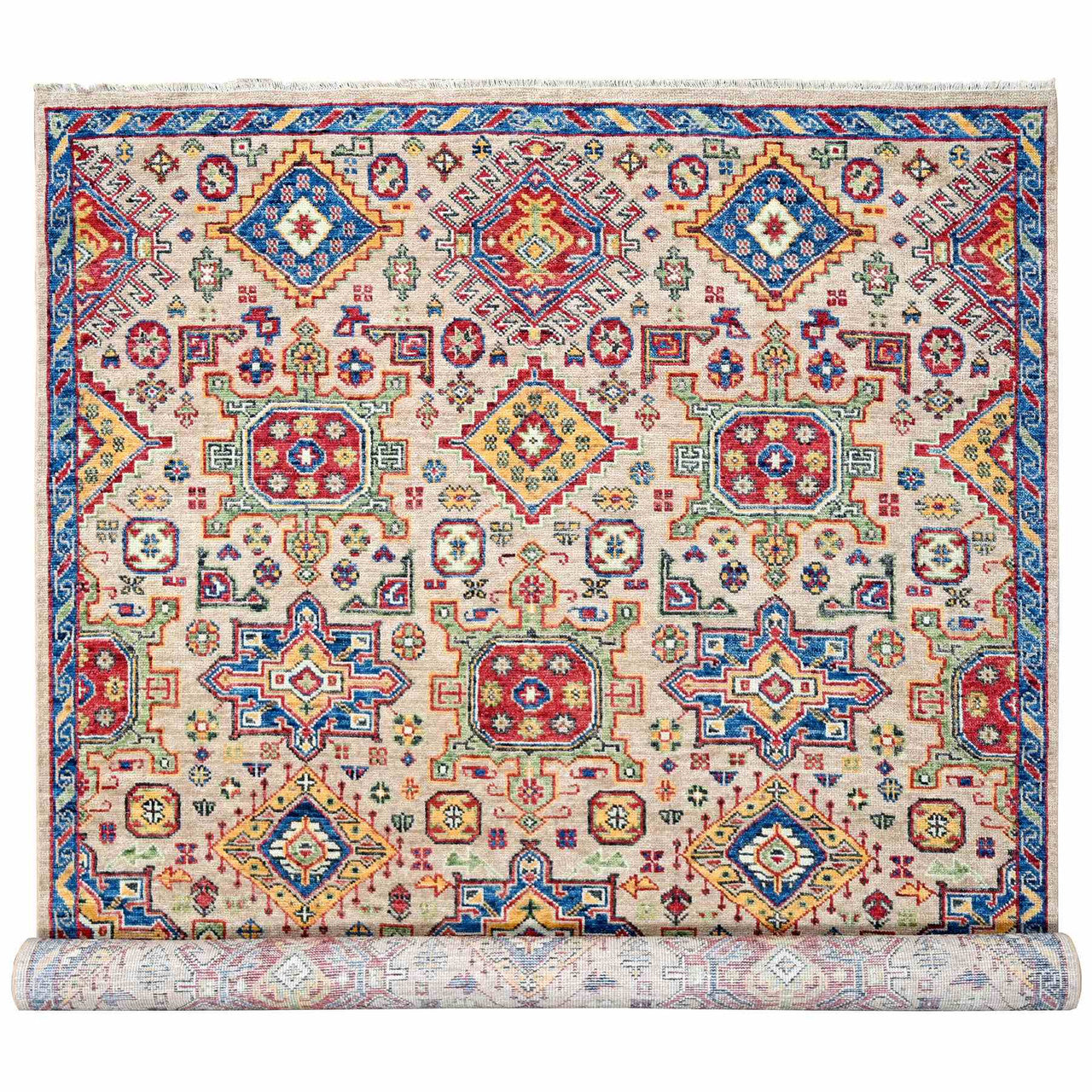 Heriz Wool Hand Knotted Rug Brown Navy Blue 9.10X13.10 -O084399
