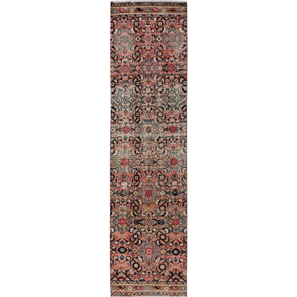 Overdyed & Vintage Wool Hand Knotted Rug Pink 2.3x9.2 -O0843
