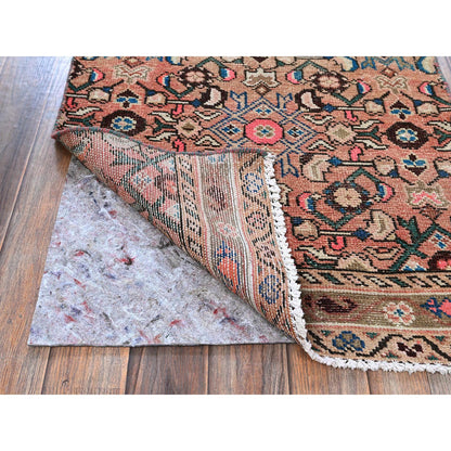 Overdyed & Vintage Wool Hand Knotted Rug Pink 2.3x9.2 -O0843