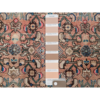 Overdyed & Vintage Wool Hand Knotted Rug Pink 2.3x9.2 -O0843