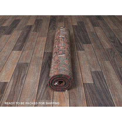 Overdyed & Vintage Wool Hand Knotted Rug Pink 2.3x9.2 -O0843