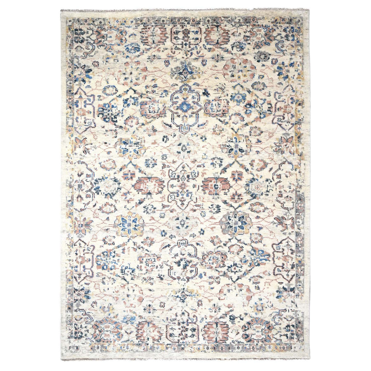 Ivory 8'10" x 11'10" Oushak And Peshawar Hand knotted Wool Rug - Sku: O084400