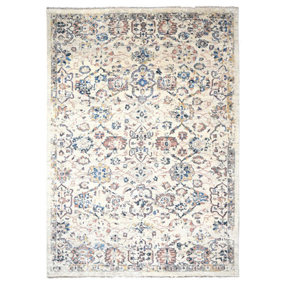 Oushak And Peshawar Wool Hand Knotted Rug Ivory No Border 8.10X11.10 -O084400