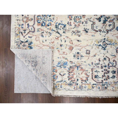 Oushak And Peshawar Wool Hand Knotted Rug Ivory No Border 8.10X11.10 -O084400