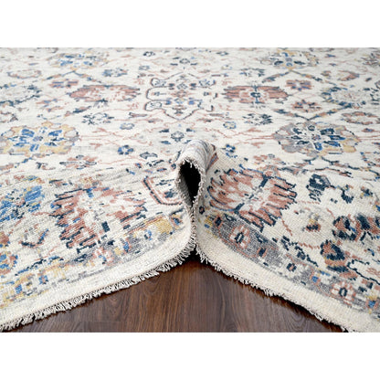 Oushak And Peshawar Wool Hand Knotted Rug Ivory No Border 8.10X11.10 -O084400