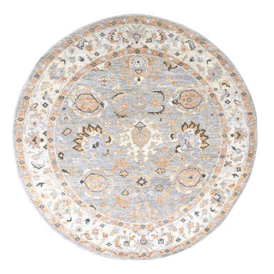 Oushak And Peshawar Wool Hand Knotted Rug Grey Ivory 7.10X8.0 -O084403
