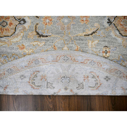 Oushak And Peshawar Wool Hand Knotted Rug Grey Ivory 7.10X8.0 -O084403