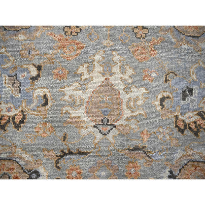 Oushak And Peshawar Wool Hand Knotted Rug Grey Ivory 7.10X8.0 -O084403