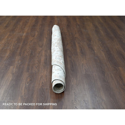 Oushak And Peshawar Wool Hand Knotted Rug Grey Ivory 7.10X8.0 -O084403