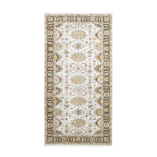 Heriz Wool Hand Knotted Rug Ivory Brown 6.1X11.10 -O084409