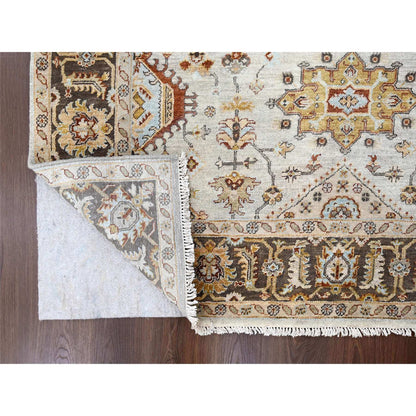 Heriz Wool Hand Knotted Rug Ivory Brown 6.1X11.10 -O084409