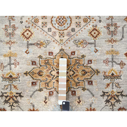 Heriz Wool Hand Knotted Rug Ivory Brown 6.1X11.10 -O084409