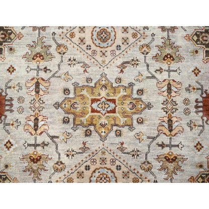 Heriz Wool Hand Knotted Rug Ivory Brown 6.1X11.10 -O084409