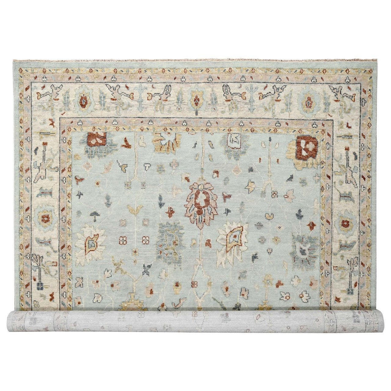Blue 12'0" x 14'10" Oushak Hand knotted Wool Rug - Sku: O084410