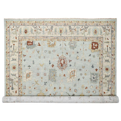 Oushak Wool Hand Knotted Rug Blue 12'x14'10"  -O084410
