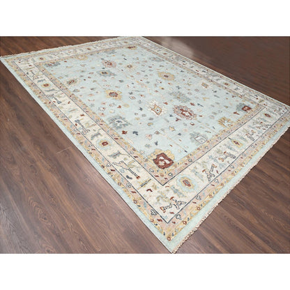 Oushak Wool Hand Knotted Rug Blue 12'x14'10"  -O084410