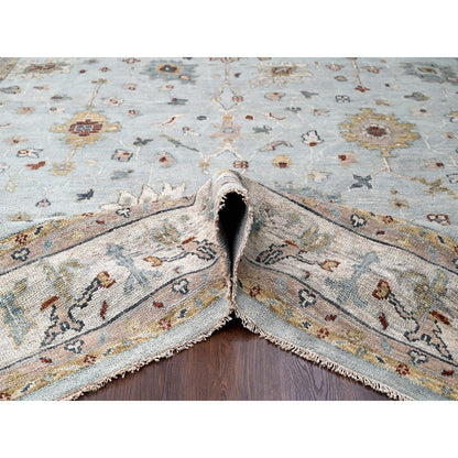 Oushak Wool Hand Knotted Rug Blue 12'x14'10"  -O084410