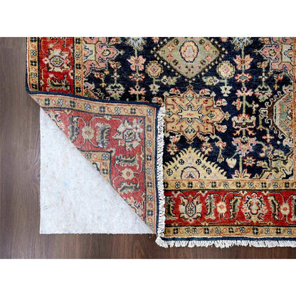 Heriz Wool Hand Knotted Rug Black Brick Red 4.2X6.0 -O084414