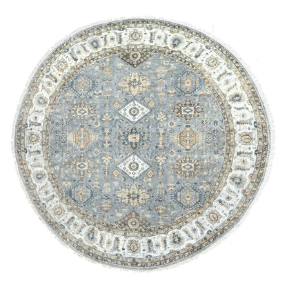 Heriz Wool Hand Knotted Rug Grey Pearl White  8.10X9.0 -O084415