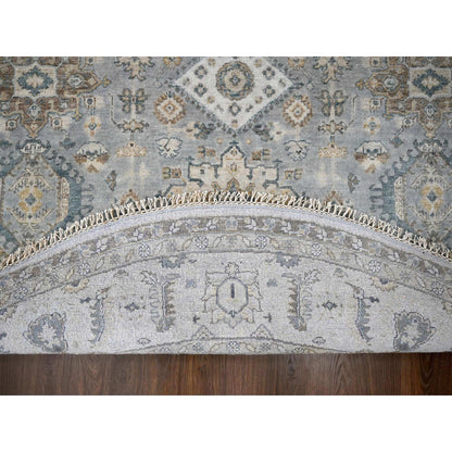 Heriz Wool Hand Knotted Rug Grey Pearl White  8.10X9.0 -O084415