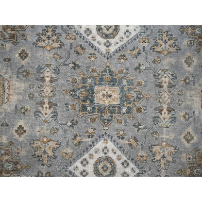 Heriz Wool Hand Knotted Rug Grey Pearl White  8.10X9.0 -O084415