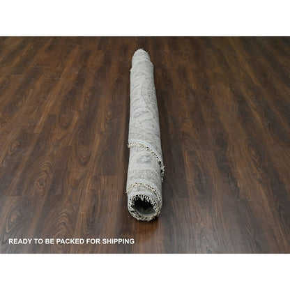 Heriz Wool Hand Knotted Rug Grey Pearl White  8.10X9.0 -O084415