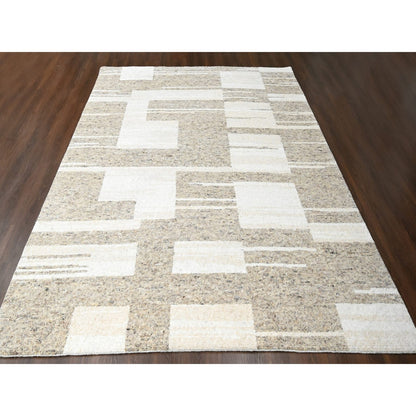 Modern and Contemporary Wool Hand Knotted Rug Brown 10.2x13.9 -O084433