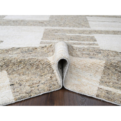 Modern and Contemporary Wool Hand Knotted Rug Brown 10.2x13.9 -O084433