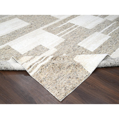 Modern and Contemporary Wool Hand Knotted Rug Brown 10.2x13.9 -O084433