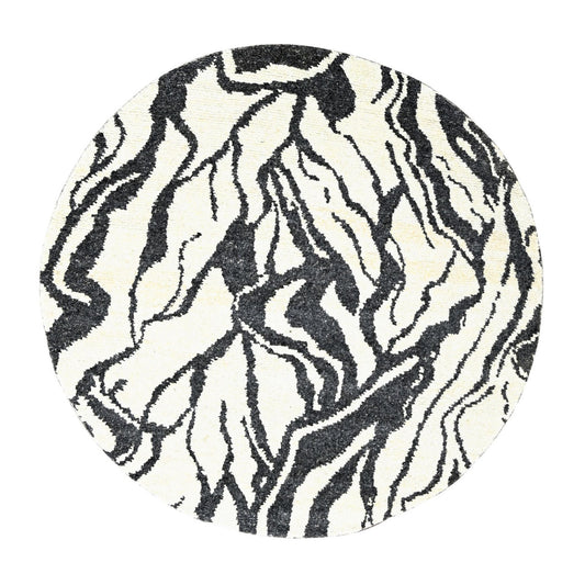 Modern and Contemporary Wool Hand Knotted Rug Ivory No Border 8.0X8.0 -O084435