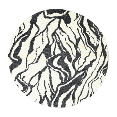 Modern and Contemporary Wool Hand Knotted Rug Ivory No Border 8.0X8.0 -O084435