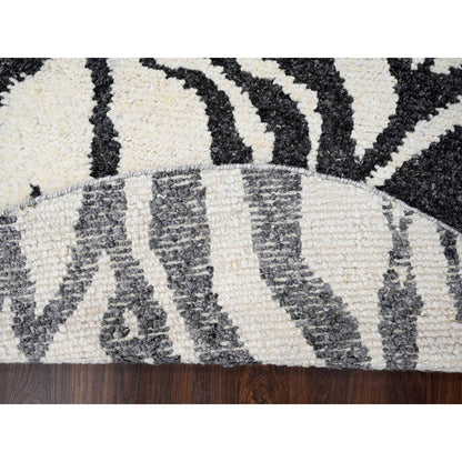 Modern and Contemporary Wool Hand Knotted Rug Ivory No Border 8.0X8.0 -O084435