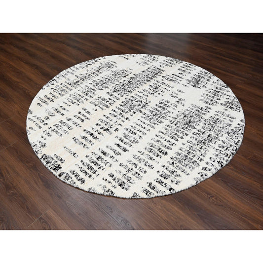 Modern and Contemporary Wool Hand Knotted Rug Ivory No Border 8.0X8.0 -O084437