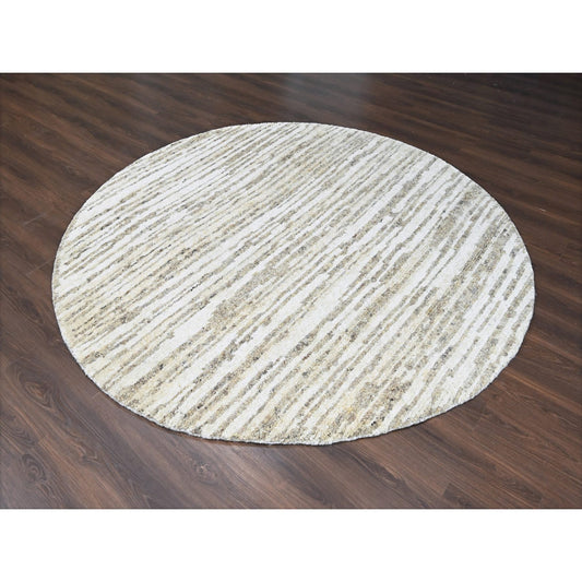Modern and Contemporary Wool Hand Knotted Rug Brown No Border 7.10X7.10 -O084438