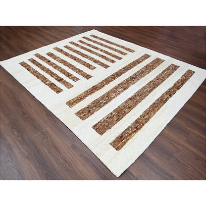 Modern and Contemporary Wool Hand Knotted Rug Brown No Border 8.2X9.10 -O084442