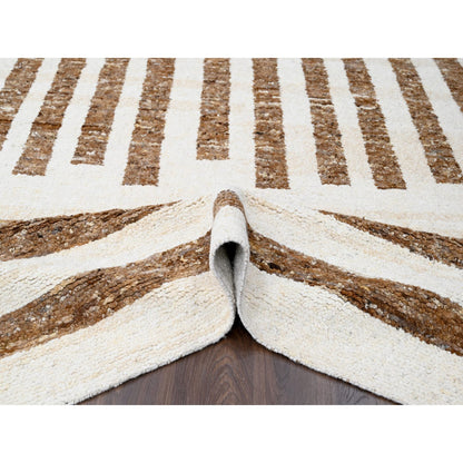 Modern and Contemporary Wool Hand Knotted Rug Brown No Border 8.2X9.10 -O084442