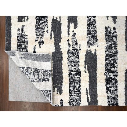 Modern and Contemporary Wool Hand Knotted Rug Black No Border 10.2X13.7 -O084443