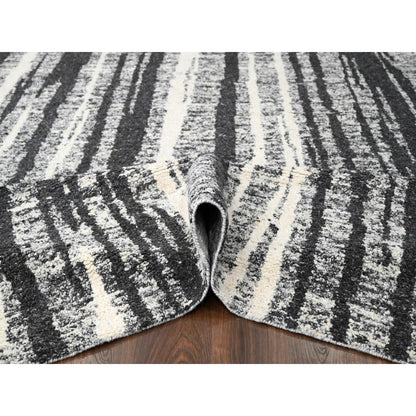 Modern and Contemporary Wool Hand Knotted Rug Black No Border 10.0X13.8 -O084445